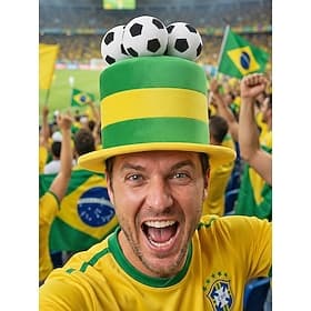 Men's Flag Color Soccer Fan Top Hat Polyester Novelty Football Hat in Multiple Colors for Soccer Matches, Supporter Events, Team Spirit  Game Day Wear