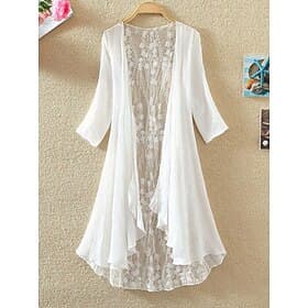 Damen Badeanzug Überwurf Anti UV Shirt Tankini Top Kleid Bademode Gerafft Spitze Patchwork Urlaub Strandbekleidung Blumen V Ausschnitt Langarm Badeanzüge
