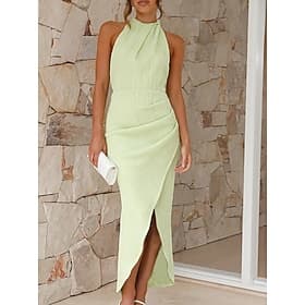 Women's Midi Dress Party Dress Cocktail Dress Sheath Dress Elegant Fashion Modern Evening Party Party Special Occasion Regular Fit Plain Sleeveless Halter Neck