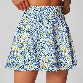 Women's Floral Casual Skirt Tennis Skort Tennis Skirts with Shorts Sport Skirt Sleeveless Pocket High Waist Quick Dry Breathable Tennis Golf Badminton Skirt Bl