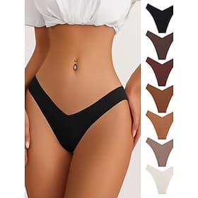 Women's Panties Elastic WaistNightwearCotton Nylon Casual Solid Colored Fashion Sporty Black Light Brown Camel Brown Khaki Spring  Summer