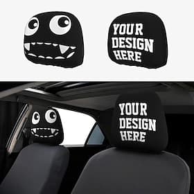 Custom Personalized Car Headrest Covers Set of 2 Protective Dust Cover Universal Fit Auto Seat Headrest Protector