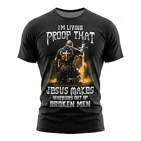 Men's Knights Templar Cross T Shirt Short Sleeve T shirt 3D Print Crew Neck Shirt Religious Patriotic Casual Daily Party Black 1 Black 2 Summer Spring Clothing