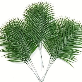 12/24Pcs Artificial Tropical Palm Leaves with Stems, High-Quality Fade-Resistant Faux Greenery for Home Decor, Wedding Decorations, Hawaiian Party Supplies, Ho