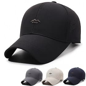 Men's Baseball Cap Sun Hat Trucker Hat Black Navy Blue Polyester Adjustable Fashion Streetwear Casual Daily Outdoor Vacation Plain Sun Protection Sunscreen Bre