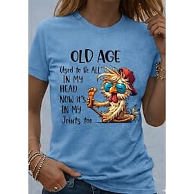 Women's T Shirt Funny Humor Quotes Print Graphic Letter Stylish Classic Casual Short Sleeve Crew Neck Round Neck Regular Tops Daily Weekend Blue Black Light Bl