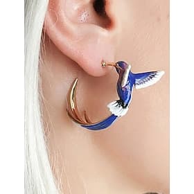 Women's Hummingbird Earrings, Alloy Material, Boho Style, Colorful Enamel Design, Lightweight and Unique, Perfect for Vacation, Travel and Casual Daily Wear
