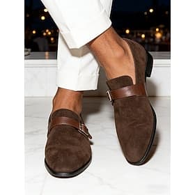 Men's Suede Monk Strap Loafers Classic Slip-On Dress Shoes for Resort Evenings, Sunset Cocktails, Beachside Weddings, Holiday Dinners, Luxury Vacation Smart Ca