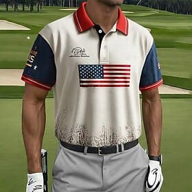 American Independence Day Men's American Flag Golf Sports Polo Shirts Short Sleeve Polo Shirts Collared Shirts Casual Athleisure Buttons Spring  Summer Red Gre