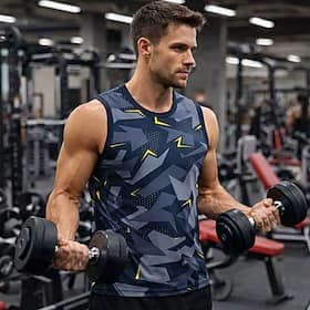 Men's Graphic Geometric Workout Tank Top Running Tank Top Gym Tank Top Summer Sleeveless Quick Dry Soft Breathable Gym Workout Running Walking Jogging Yellow R