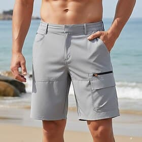 Men's Tactical Cargo Cargo Shorts Shorts Casual Shorts Pocket Elastic Waist Plain Solid Breathable Knee Length Casual Outdoor Streetwear Fashion Streetwear Bla