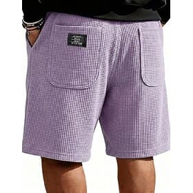 Herren Waffel-Shorts Shorts Freizeitshorts Tasche Elastischer Bund Einfach Kariert Komfort Atmungsaktiv Knielang Lässig Outdoor Urlaub Urlaub Mode Schwarz Weiß