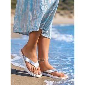 Women's Gold Flip Flops - Comfortable Orthopedic Walking Sandals with Cushioned Sport Sole for Beach Vacations, Summer Travel  All-Day Seaside Comfort