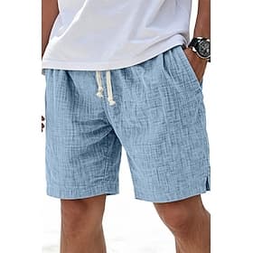 Homme Shorts Shorts d'été Shorts de plage Short décontracté Cordon de serrage Taille Élastique Couleur Unie Texturé Confort Respirant Longueur Genou Quotidien