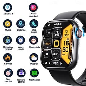 F57 Smart Watch 1.91 inch Smartwatch Fitness Running Watch Bluetooth Pedometer Call Reminder Activity Tracker Compatible with Android iOS Unisex Long Standby H
