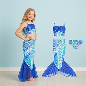 Mermaid Princess Dress Swimwear Movie Cosplay for Girls' Kid's Masquerade Party Holiday Festival