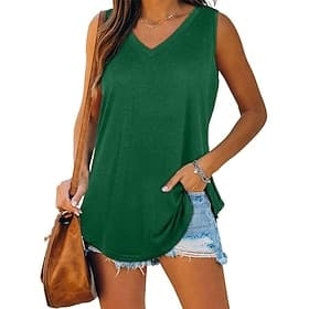 Women's Blouse Plain Active Vintage Sleeveless V Neck Long Tops Daily Holiday Going out Blue Black Yellow Purple Green Summer Spring