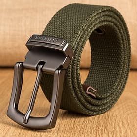 Men's Belt Adjustable Canvas Knitted Fabric Streetwear Contemporary Casual Leisure Color Block Black 1# Black 2# Daily Outdoor Waist Belt