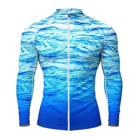 Men's Standard Rash Guard Swim Shirt Gradient Marble Zip Up UPF50 UV Protection Quick Dry Long Sleeve Swimwear Sun Shirt Surfing Canoeing Beach Summer