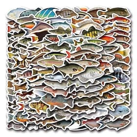 110 PCS Fish Stickers for Adults and Kids, Waterproof Vinyl Ocean Marine Animal Stickers for Laptop, Water Bottle, Phone, Kindle, Journal, Scrapbook, Skateboar