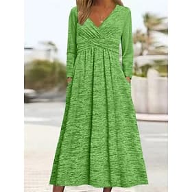 Women's Midi Dress Casual Dress A Line Dress Print Dress Elegant Fashion Modern Outdoor Vacation Going out Regular Fit Graphic Long Sleeve V Neck Blue Burgundy