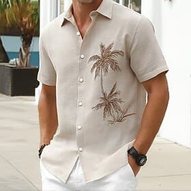 Men's Coconut Tree Tropical Plants Summer Hawaiian Shirt Button Up Shirt Aloha Shirt Short Sleeve Hawaiian Vacation Holiday Beach Wear Summer Spring Turndown 3