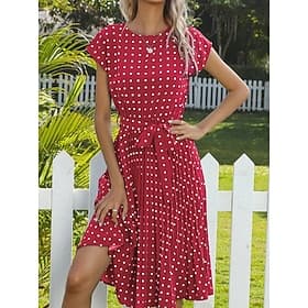 Per donna Abito Midi Abito a trapezio Vacanza Casual All'aperto Uscire Vestibilità standard Floreale Grafico Manica Corta Girocollo Nero Giallo Rosa Vino Estat