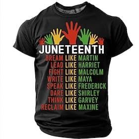 Juneteenth Men's Dream Like Martin Lead Like Harriet Graphic T-Shirt Black History Month African American Freedom Day Tee Casual Streetwear Designer Clothing A