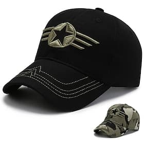 Herren Baseballkappe Sonnenhut Schwarz Grün Baumwolle Verstellbar Mode Streetwear Lässig Täglich Outdoor Urlaub Stern Tarnung Sonnenschutz Atmungsaktivität