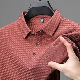 Hombre Polo polo de negocios Casual Negocio Diseño Manga Corta Moda Moderno Plano Botones Puro Verano Primavera Ajuste regular Negro Blanco Rojo Marrón claro P