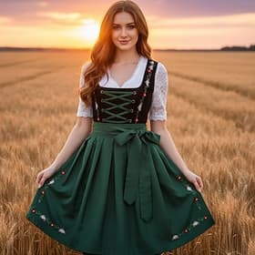 Oktoberfest Dress Dirndl Trachtenkleider Mini Length Maid Bavarian German Munich Wiesn Women's Traditional Style Cloth (50CM)