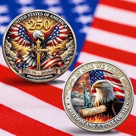 U.S 250th Anniversary Commemorative Coin Featuring Majestic Eagle Designs and 250th Mark Celebrating American Freedom Collectible thumbnail 2