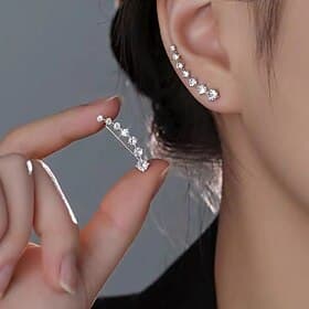 1 Pair Earrings For Women's Daily Street Silver Beads Diamond