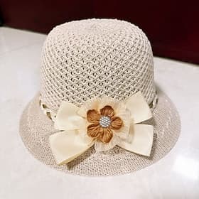 Women's Hat Straw Hat Sun Hat Sun Protection Daily Outdoor Beach Flower Splice Braided Pure Color