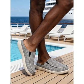 Men's Grey Canvas Slip-On Shoes – Comfortable Casual Loafers, Island  Cruise, Beach, Travel  Resort Wear