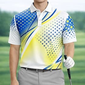 Men's Geometic Golf Sports Polo Shirts Short Sleeve Polo Shirts Collared Shirts Casual Athleisure Buttons Spring  Summer Blue Black Purple