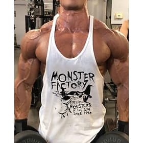 Men's Graphic Letter Workout Tank Top Running Tank Top Gym Tank Top Summer Sleeveless Quick Dry Moisture Wicking Gym Workout Active Training Exercise Blue Blac