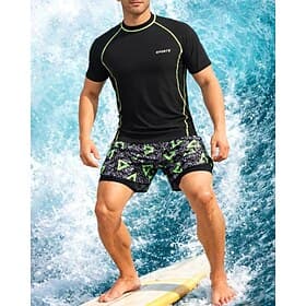 Men's Standard 2 Piece Rash Guard Surfing Shirt Swimsuit Shorts Graphic Drawstring With Compression Liner UV Sun Protection Quick Dry Breathable Sleeveless Sho