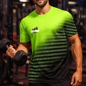 Herren Fußballtrikot Geometrisch Farbverlauf Buchstaben  Zahlen Laufoberteil Sport-T-Shirt Sommer Kurzarm UPF 50 Schnelltrocknend Feuchtigkeitsableitend Atmung
