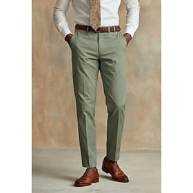 Men's Cotton Linen Dress Pants Casual Business Elegant Formal Blue Grey Black Ocean Blue Solid Color Slim Fit Long Inelastic
