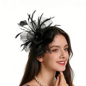 Fascinators Filet Mariage Anniversaire Élégant Mignon Rétro Avec Plume Tulle Casque Couvre-chef