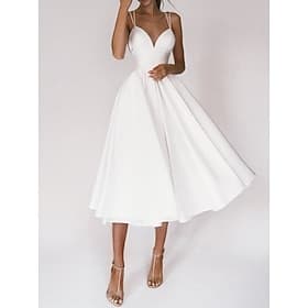 Women's Midi Dress White Dress Graduation Dress A Line Dress Slip Dress Elegant Fashion Modern Outdoor Vacation Party Regular Fit Plain Sleeveless V Neck Black