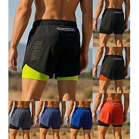 Men's Shorts with Tights Patchwork Shorts Casual Outdoor Sports Outdoor Summer Quick Dry Lightweight Breathable Tennis Golf Running Regular Fit Sportswear Act