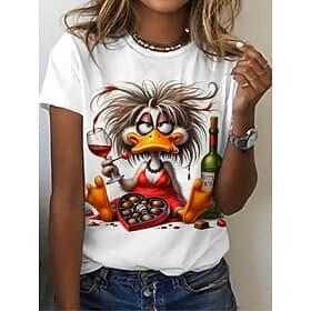 Women's T Shirt Print Graphic Animal Vintage Stylish Classic Short Sleeve Crew Neck Round Neck Regular Tops Daily Weekend Dark Brown White Green Summer Spring