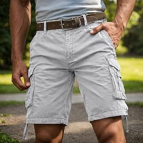 Men's Tactical Cargo Cargo Shorts Shorts Casual Shorts Pocket Plain Solid Knee Length Casual Outdoor Streetwear Fashion Streetwear Blue Black Inelastic