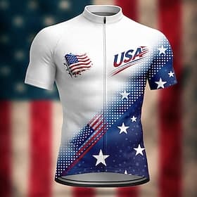 America's 250th Anniversary Independence Day American Independence Day Men Cycling Jersey American US Flag Short Sleeve Bike Jersey Top with 3 Rear Pockets UV thumbnail 3