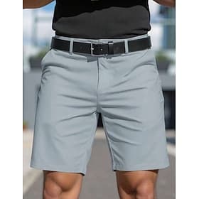Men's Shorts Dress Shorts Business Casual Shorts Pocket Plain Comfort Breathable Knee Length Casual Outdoor Beach Vacation Fashion Red Light Grey Inelastic