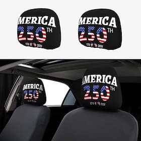 2pcs 250th Anniversary Car Seat Headrest Cover,  1776-2026 American Independence Head Rest Protector, Heavy-Duty Spinal Support for Long-Distance Driving, Univ
