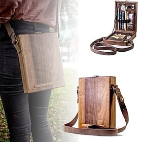Retro Vintage Medieval Renaissance Bag Pencil Case Wooden Portable Stationery Box Fancy Dress Unisex Fantasy Halloween Carnival Performance LARP Ren Faire Adul