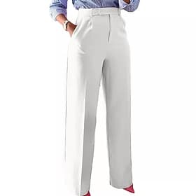 Women's Trousers Dress Pants Elegant Fashion Casual Daily Full Length High Waist Solid Color Plain Pocket Straight Leg Comfort Soft Breathable Micro-elastic St